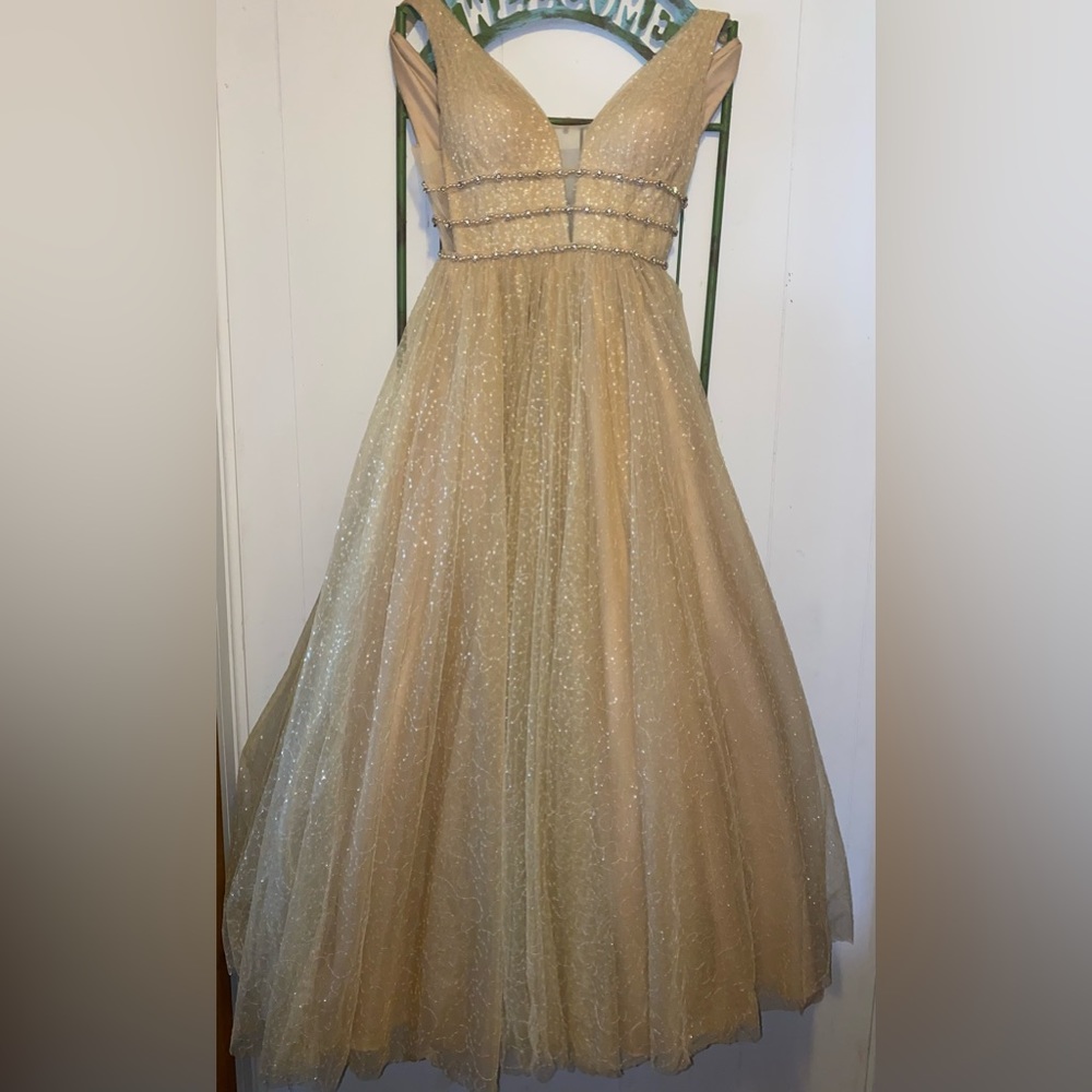 Sherri Hill Gown Champagne/Gold size 2